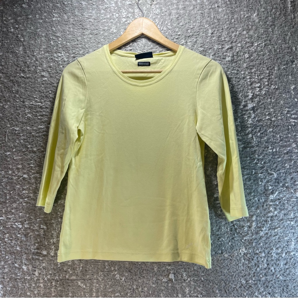 Saint James Womens Shirt Yellow 3/4 Sleeve Size 10 Small Cotton‎